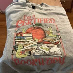 Gray Certified Bookworm Sweatshirt Gildan